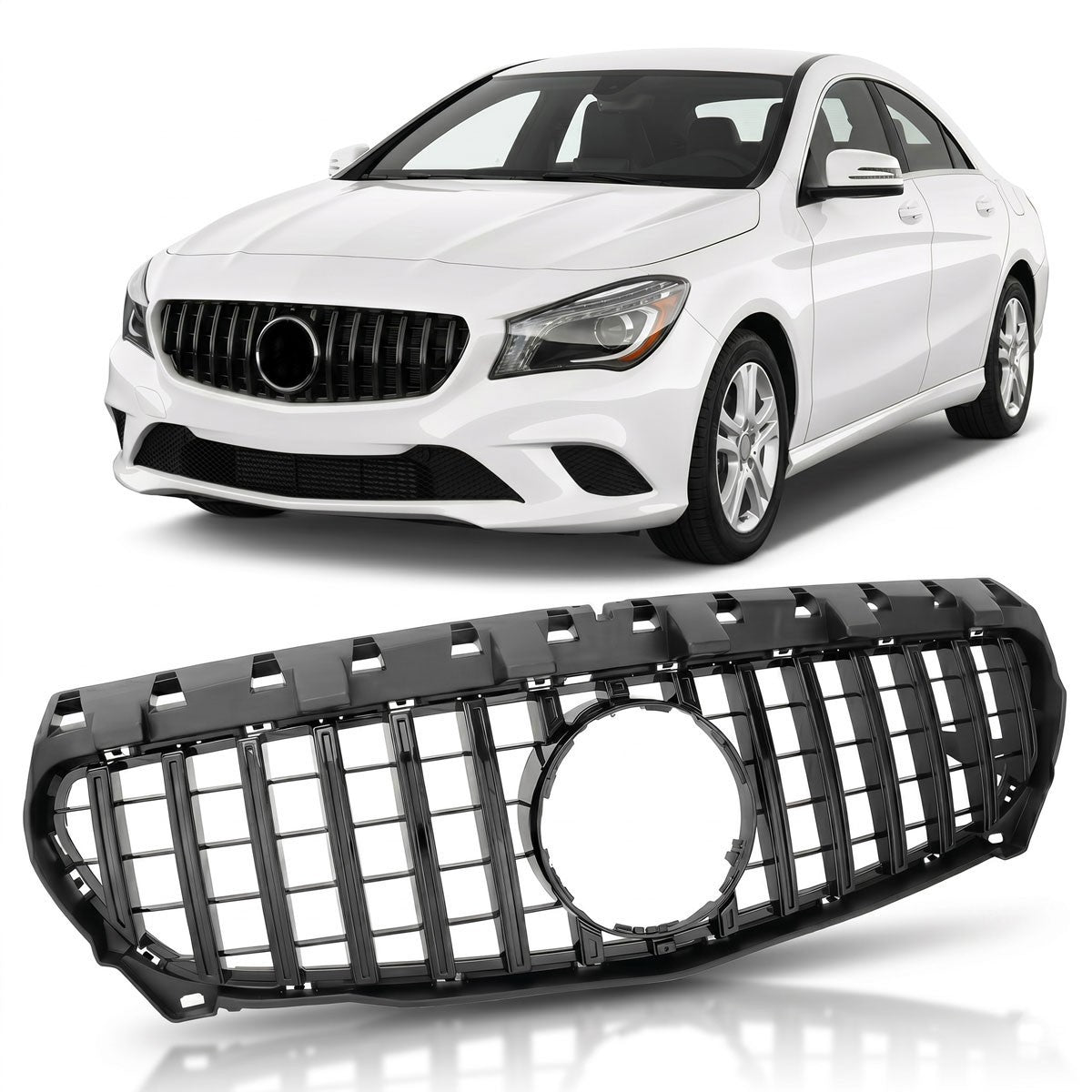 Kühlergrill Hochglanz Schwarz GT passend für Mercedes CLA C117 2013-2016