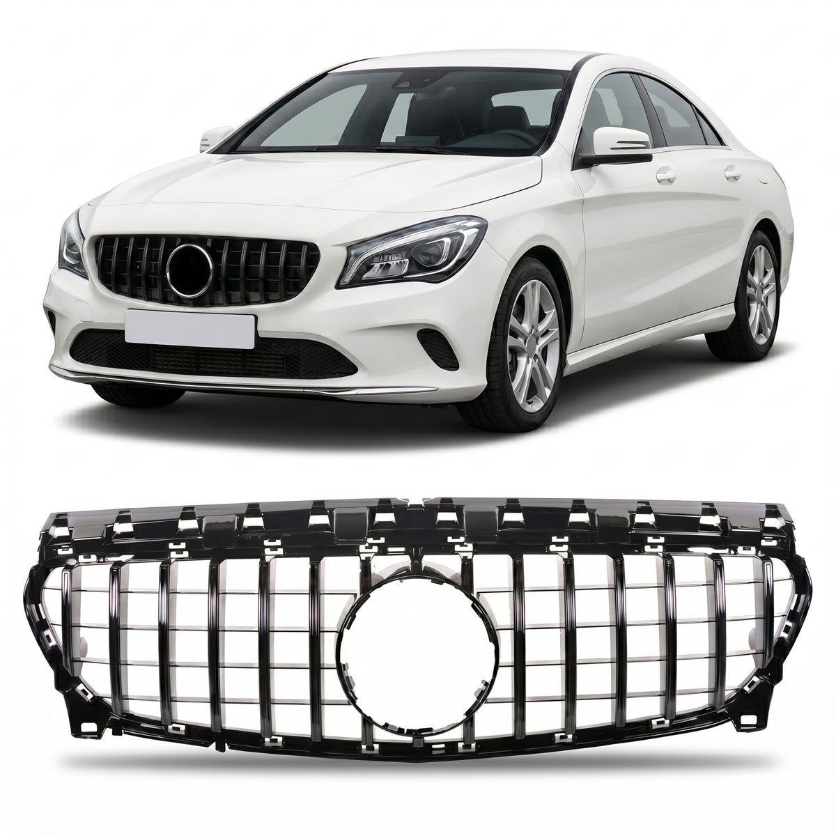 GT Hochglanz Schwarz Kühlergrill passend für Mercedes CLA C117 X117 2016-2018