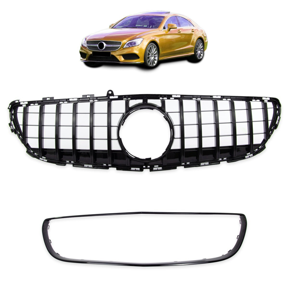 GT Hochglanz schwarzer Kühlergrill passend für Mercedes CLS (C218) 2014-2018