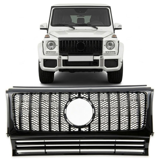 Frontgrill Hochglanz Schwarz passend für Mercedes G-Klasse W463 1990-2018