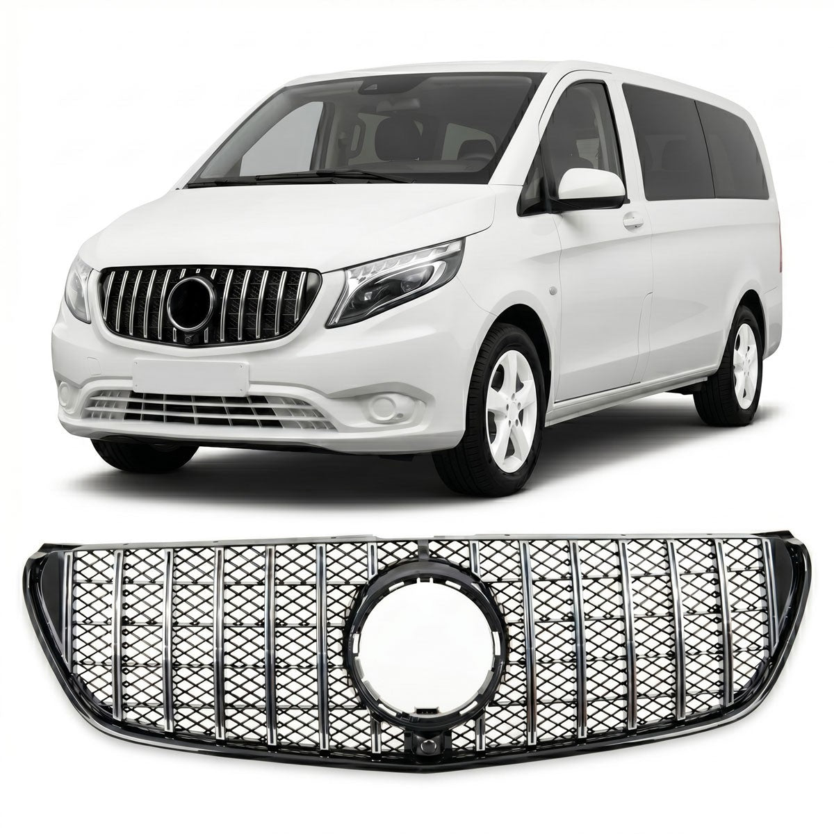 Chrom & Schwarz Sportgrill passend für Mercedes V-Klasse W447 2014-2019