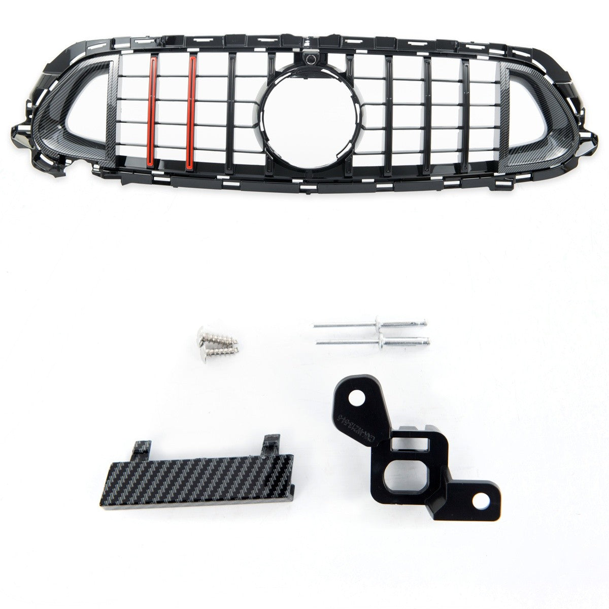 Kühlergrill Carbon-Optik mit rotem Streifen passend für Mercedes E-Klasse W213 2021-2023