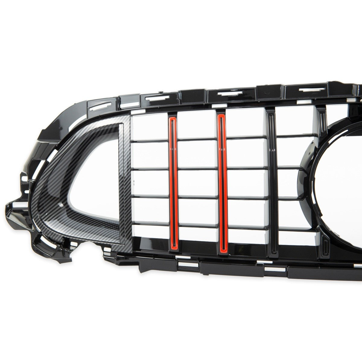 Kühlergrill Carbon-Optik mit rotem Streifen passend für Mercedes E-Klasse W213 2021-2023