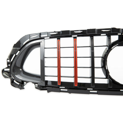Kühlergrill Carbon-Optik mit rotem Streifen passend für Mercedes E-Klasse W213 2021-2023