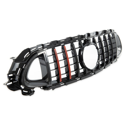 Kühlergrill Carbon-Optik mit rotem Streifen passend für Mercedes E-Klasse W213 2021-2023