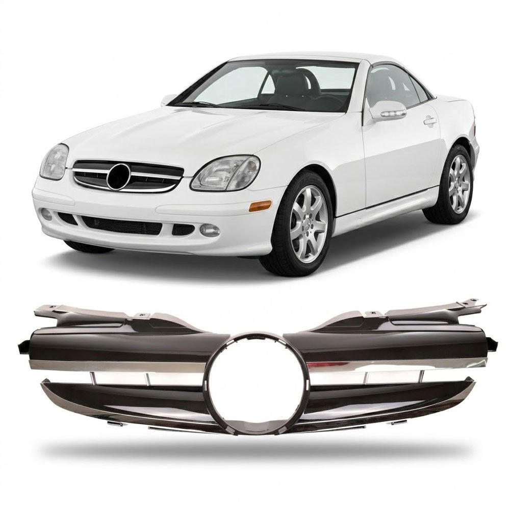 Kühlergrill Hochglanz Schwarz & Chrom passend für Mercedes SLK R170 1996-2004