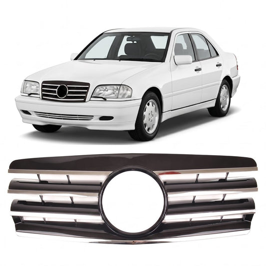 Chrom & Schwarz Frontgrill passend für Mercedes C-Klasse W202/S202 1993-2000