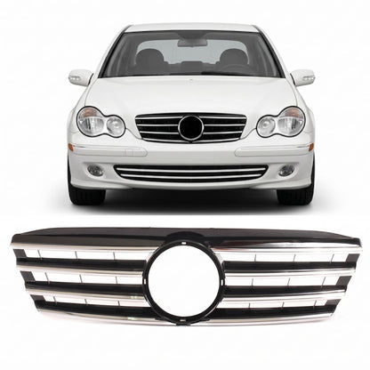 Sportgrill Hochglanz Schwarz & Chrom passend für Mercedes C-Klasse W203 2000-2007
