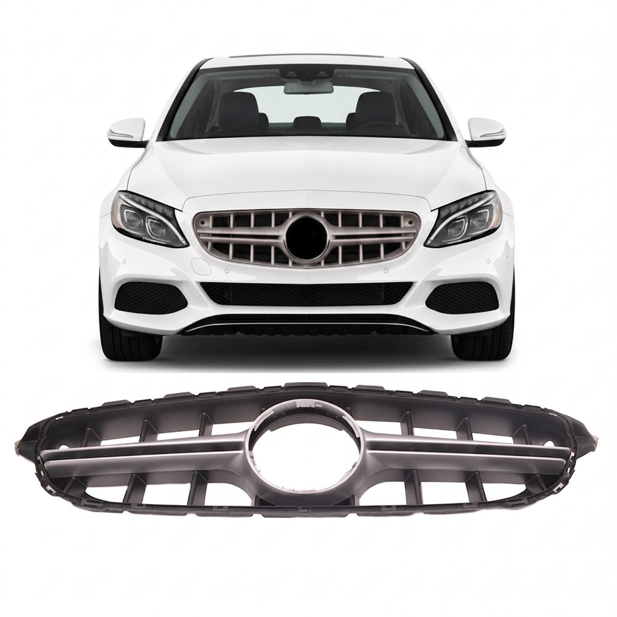 Silber A-Typ Grill passend für Mercedes C-Klasse W205 2014-2018