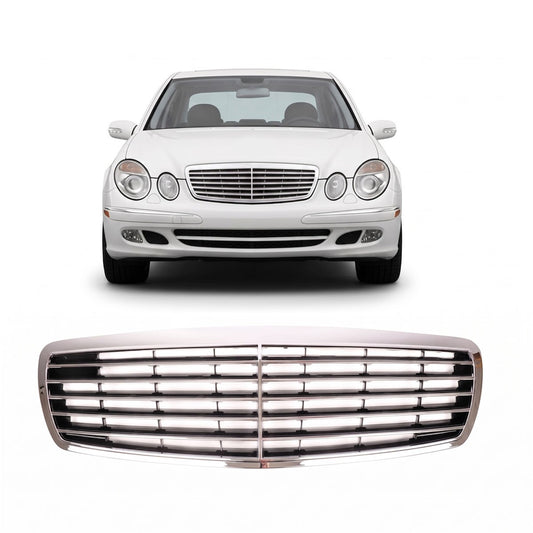 Sportgrill Hochglanz Schwarz Chrom passend für Mercedes E-Klasse W211 2002-2006