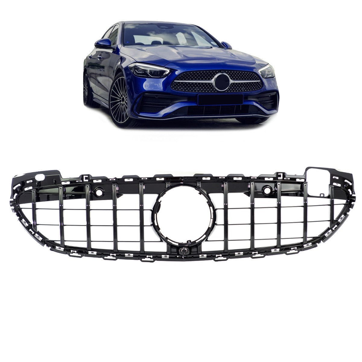 GT Hochglanz schwarzer Kühlergrill passend für Mercedes C-Klasse W206 S206 2021-heute