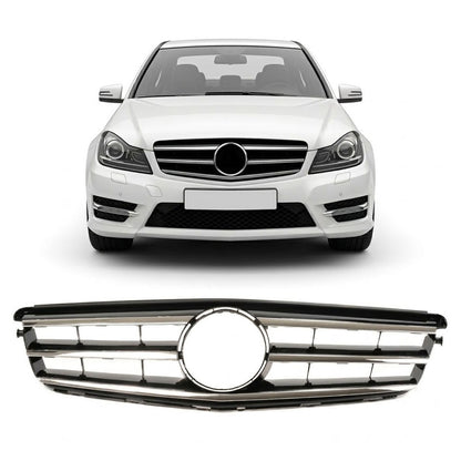 Frontgrill Chrom & Silber passend für Mercedes C-Klasse W204 2007-2015