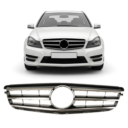 Frontgrill Chrom & Silber passend für Mercedes C-Klasse W204 2007-2015