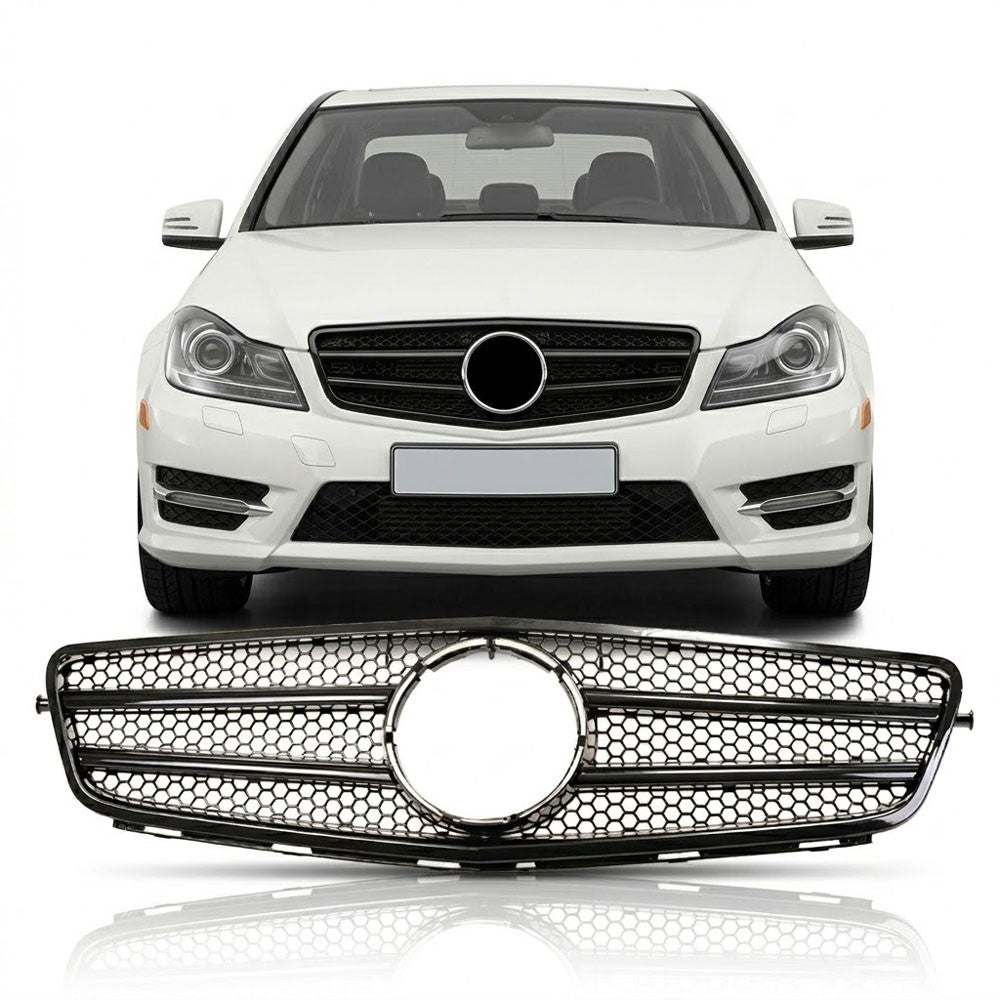 Frontgrill Hochglanz Schwarz passend für Mercedes C-Klasse W204 2007-2015