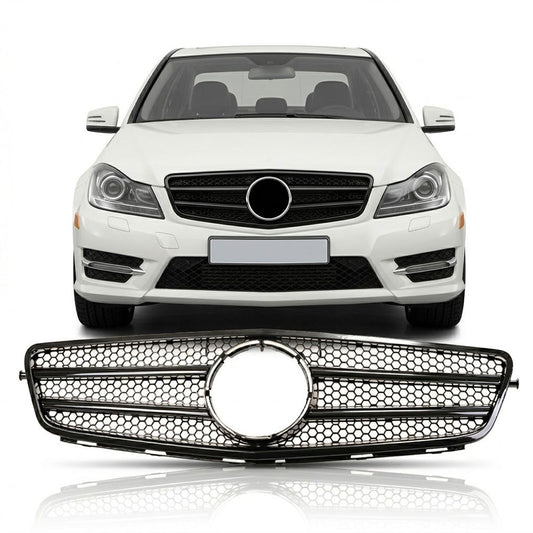 Frontgrill Hochglanz Schwarz passend für Mercedes C-Klasse W204 2007-2015