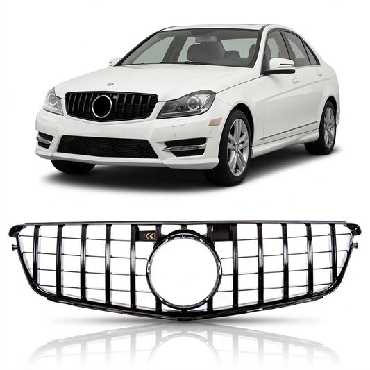 Hochglanz Schwarz Grill passend für Mercedes C-Klasse W204 2007-2015