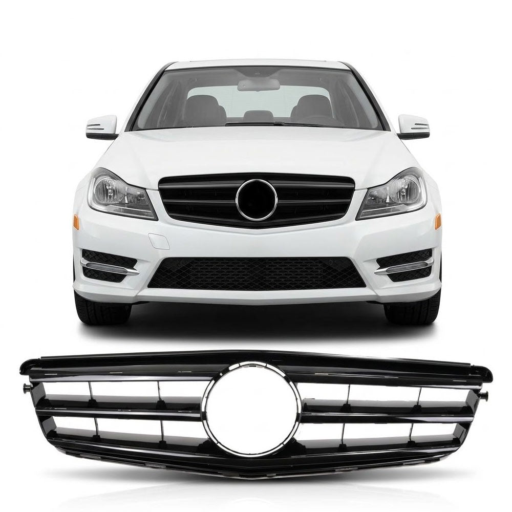 Hochglanz Schwarz A-Typ Frontgrill passend für Mercedes C-Klasse 2007-2015