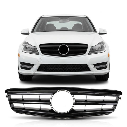 Hochglanz Schwarz A-Typ Frontgrill passend für Mercedes C-Klasse 2007-2015