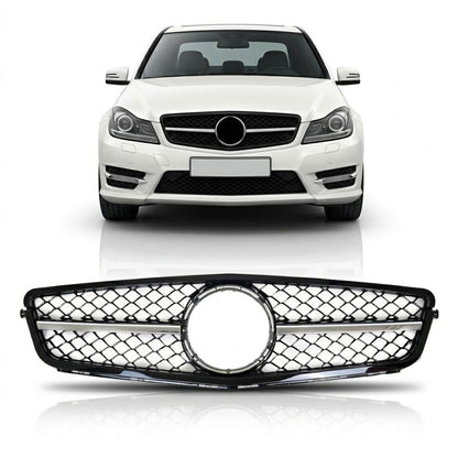 Grill Hochglanz Schwarz Chrom passend für Mercedes C-Klasse W204 2007-2015