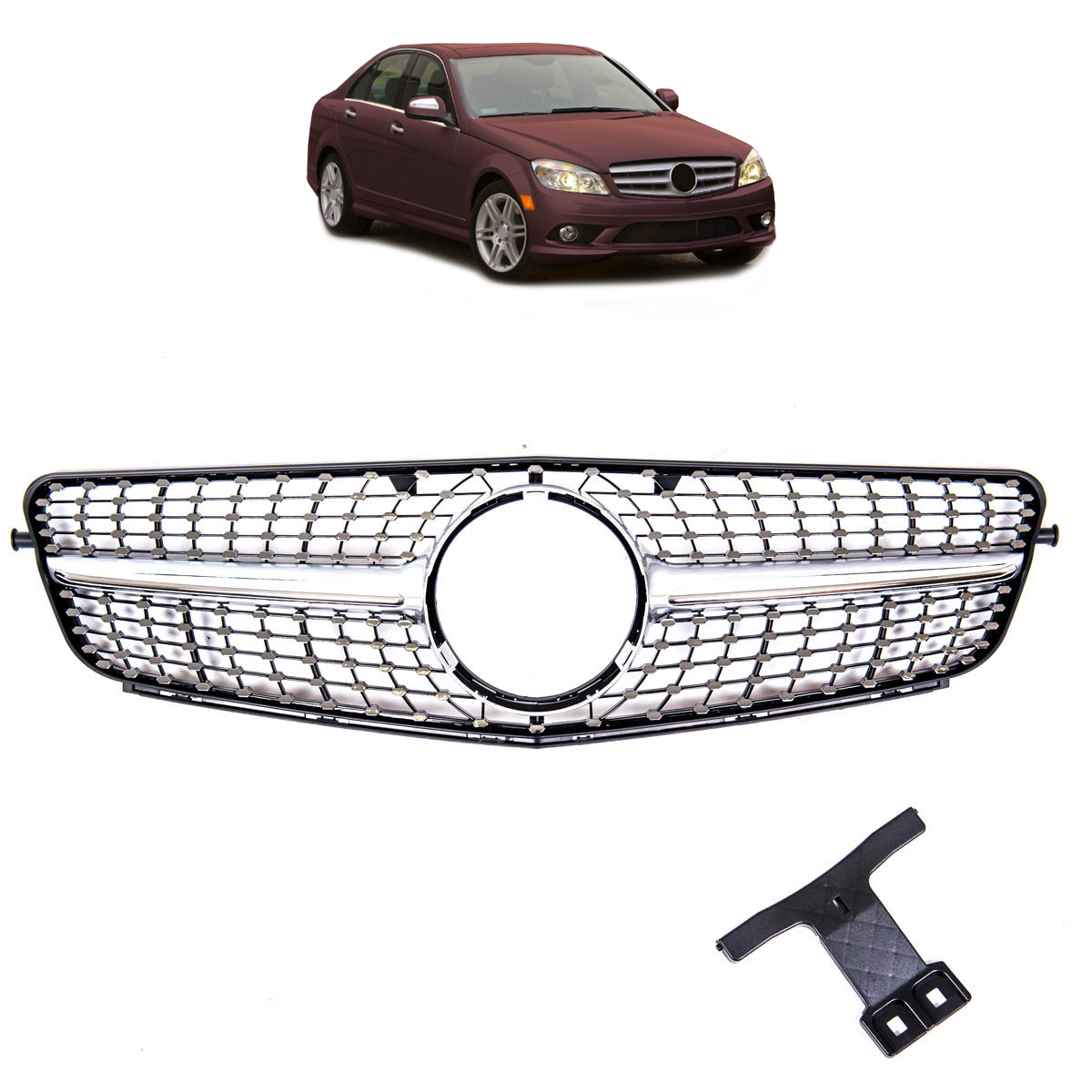 Frontgrill Silber passend für Mercedes C-Klasse W204 2007-2015
