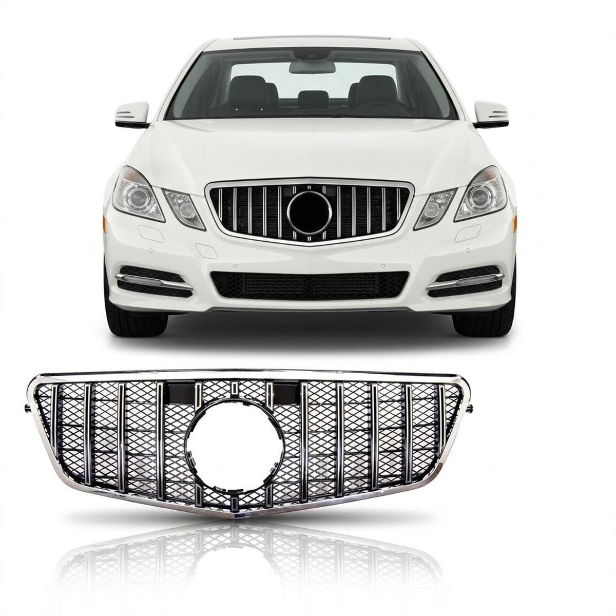 Panamericana GT Kühlergrill Chrom & Schwarz passend für Mercedes E-Klasse W212 2009-2013