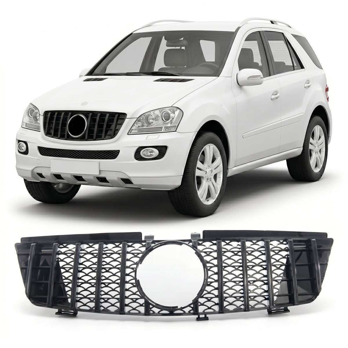Hochglanz Schwarz Grill passend für Mercedes ML-Klasse W164 2005-2008