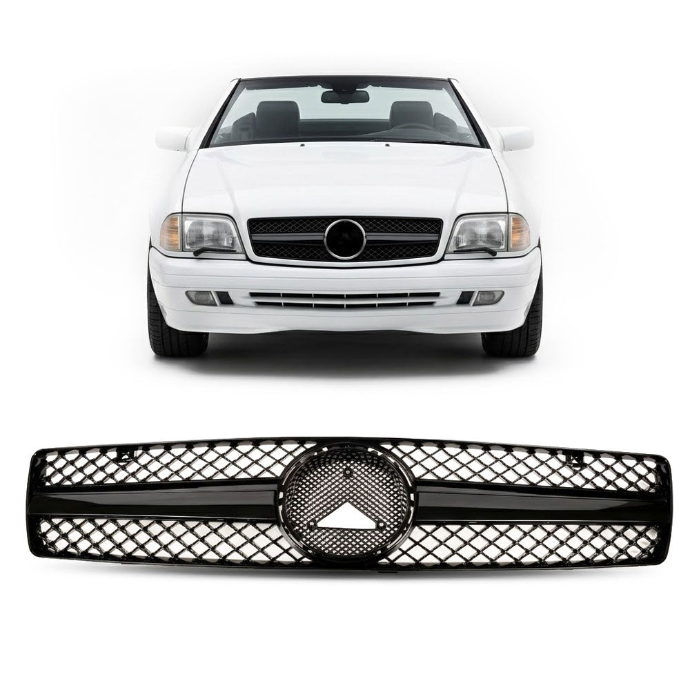 Kühlergrill Hochglanz Schwarz passend für Mercedes SL R129 1989-2001