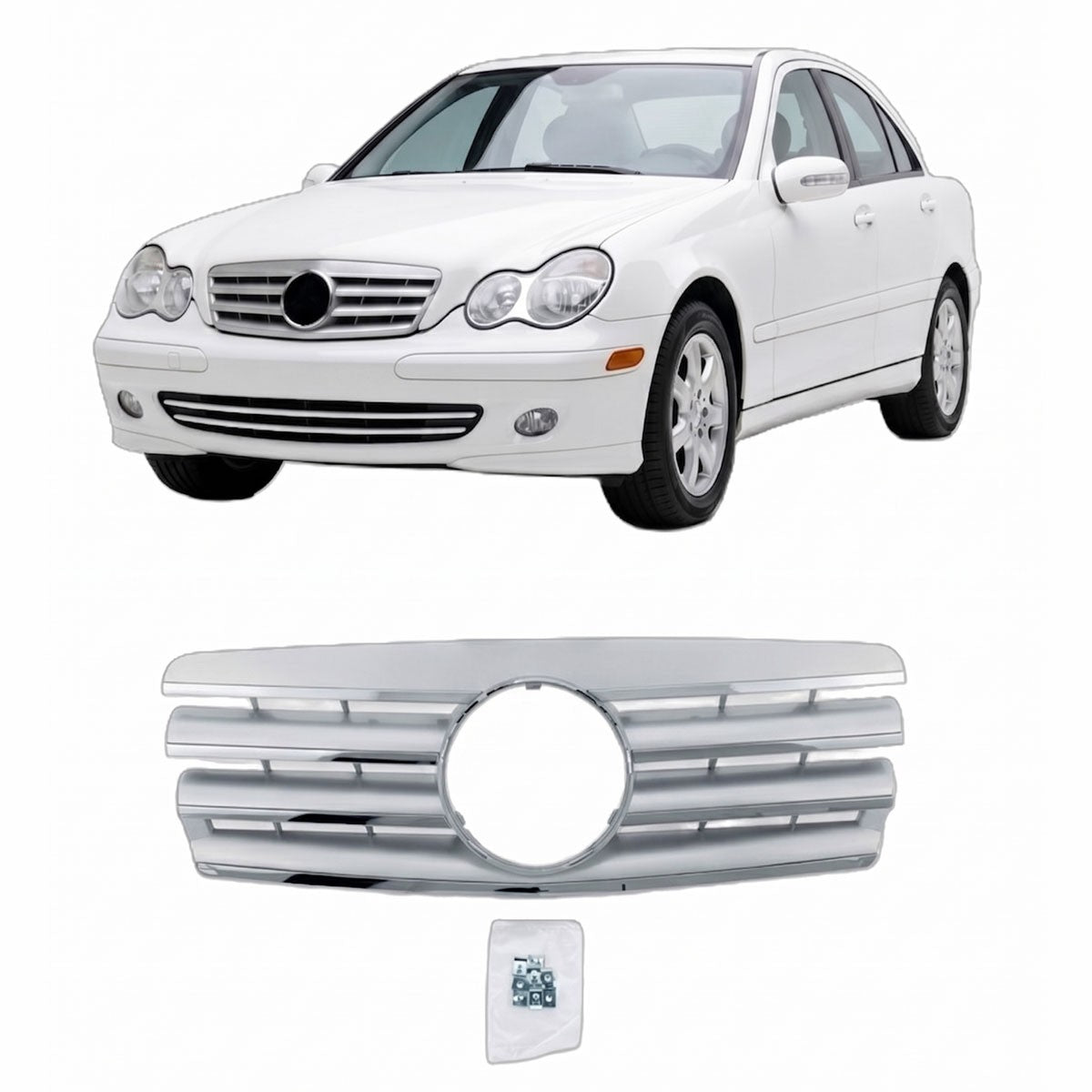 Sportgrill Chrom & Silber passend für Mercedes C-Klasse W203 2000-2007