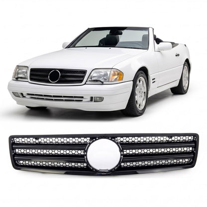 Frontgrill Hochglanz Schwarz passend für Mercedes SL R129 1989-2001