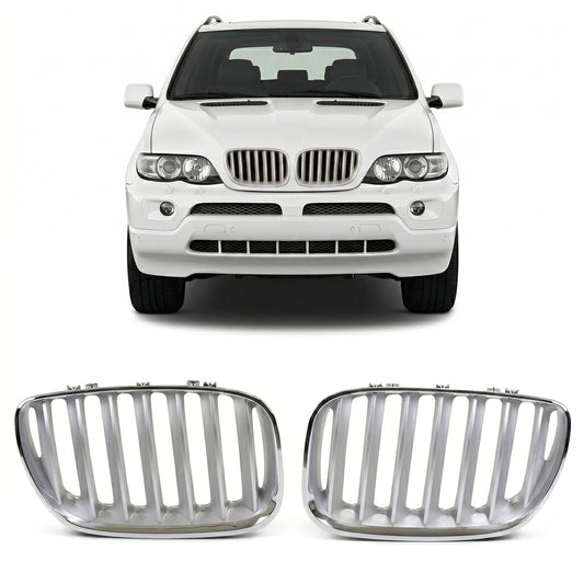 Sportgrill Einzellinie Chrom & Matt Silber passend für BMW X5 E53 2003-2007