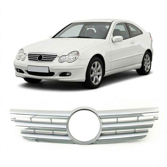 Frontgrill Silber Chrom passend für Mercedes C-Klasse Sportcoupé CL203 00-07