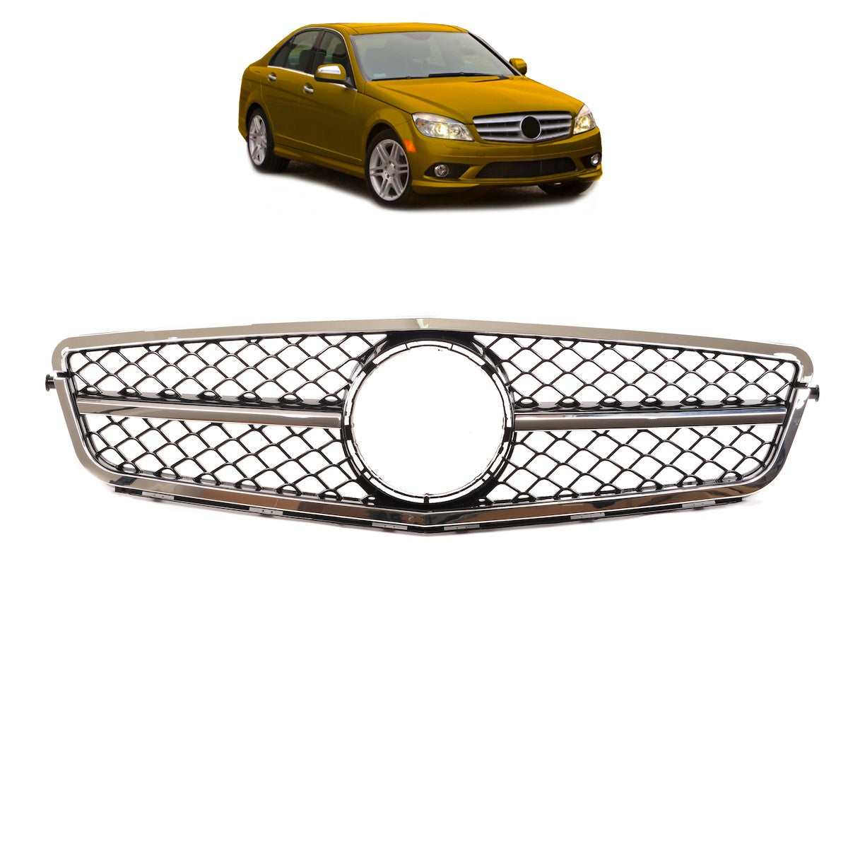 Kühlergrill Chrom Schwarz passend für Mercedes C-Klasse W204 2007-2015