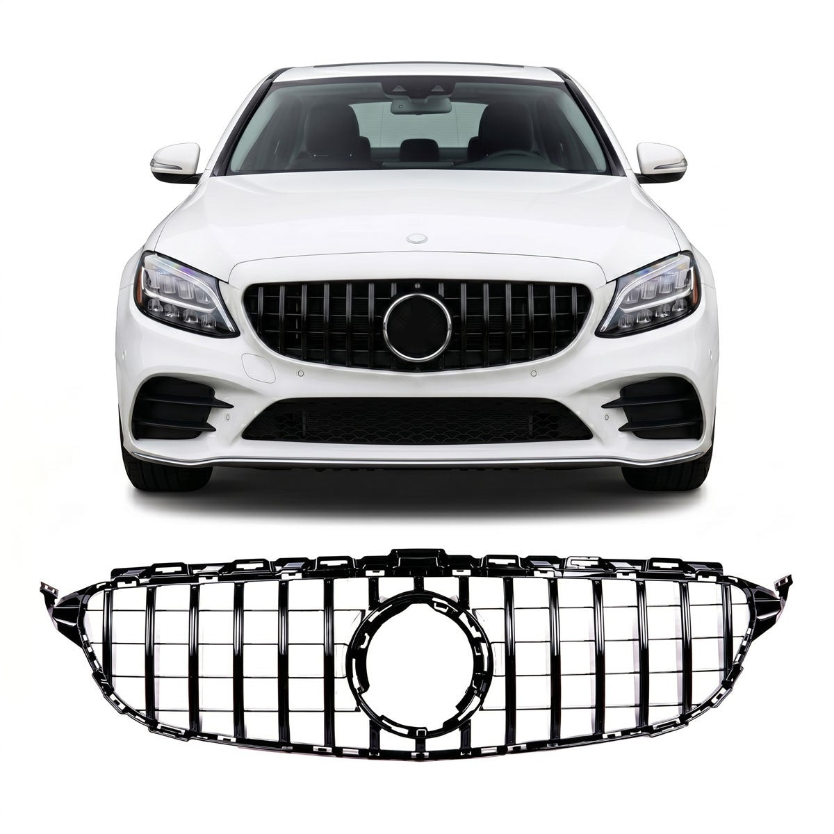 Kühlergrill Hochglanz Schwarz Panamericana GT passend für Mercedes C-Klasse W205 2018-2021