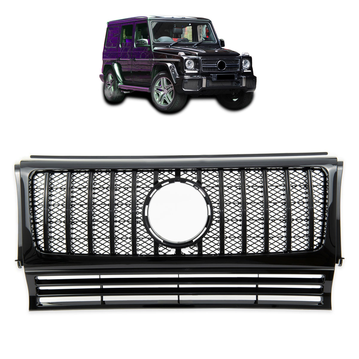 Sportgrill GT Hochglanz Schwarz Chrom passend für MERCEDES G-Klasse (W463) 1990-2018 Panamericana