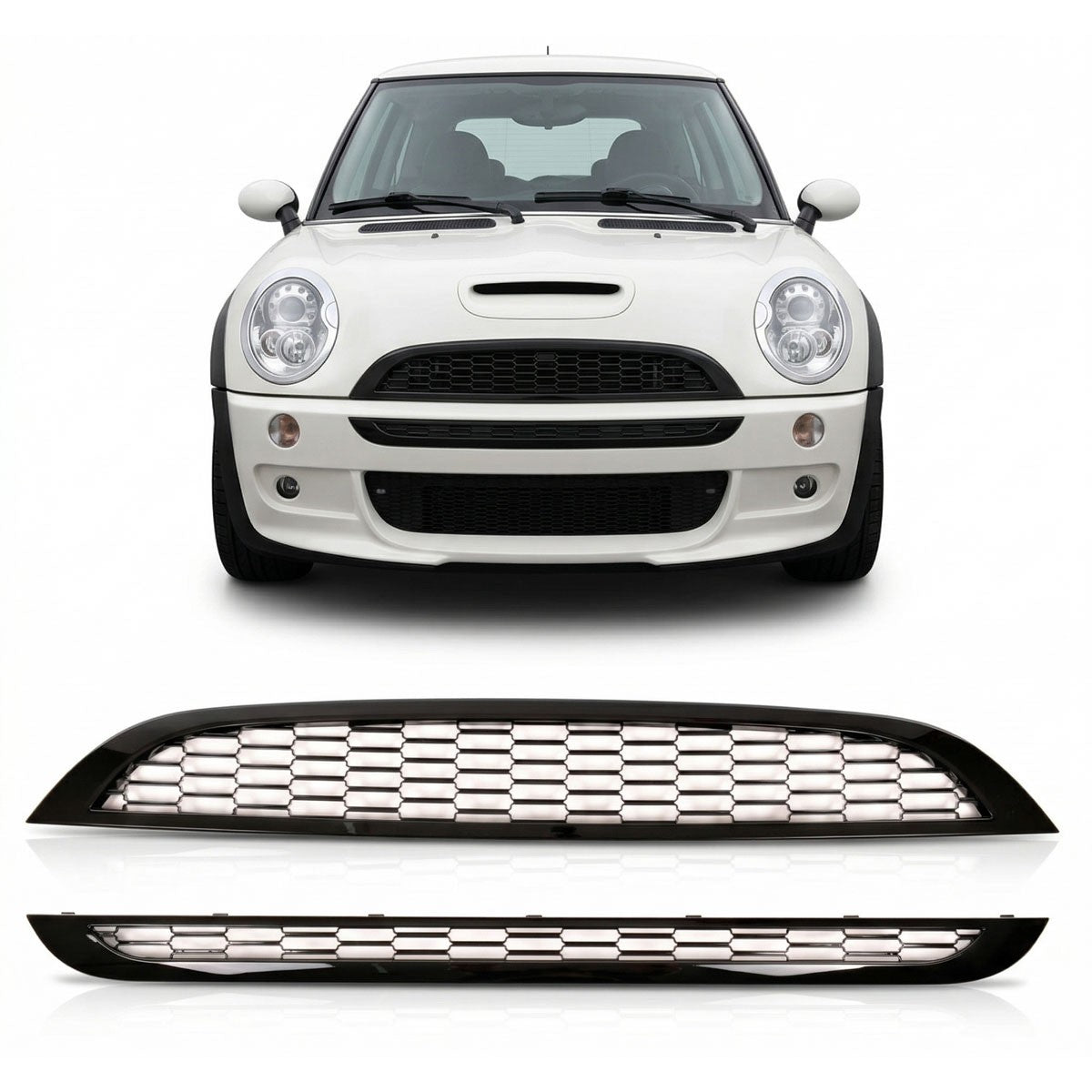 Sportgrill Hochglanz Schwarz passend für MINI Hatchback R50 R53 2001-2006