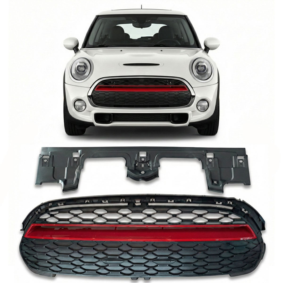 Sportgrill Schwarz/Rot passend für MINI Hatchback F55 F56 F57 2013-2020