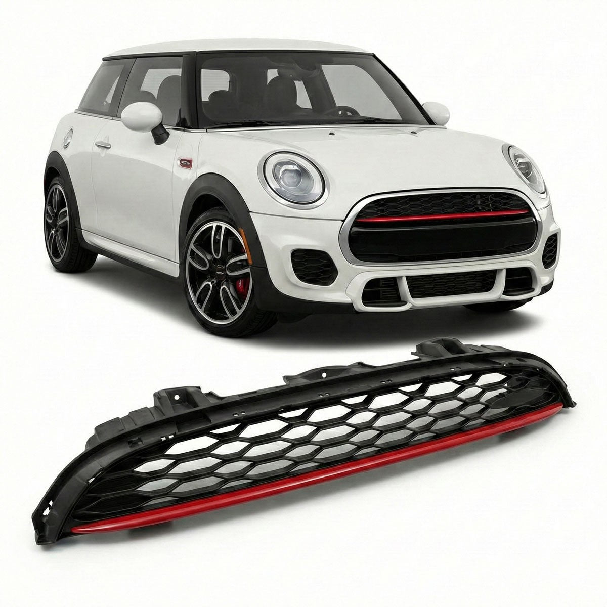 Obere Frontgrill Schwarz/Rot passend für MINI F55 F56 F57 Hatchback 2013-2020