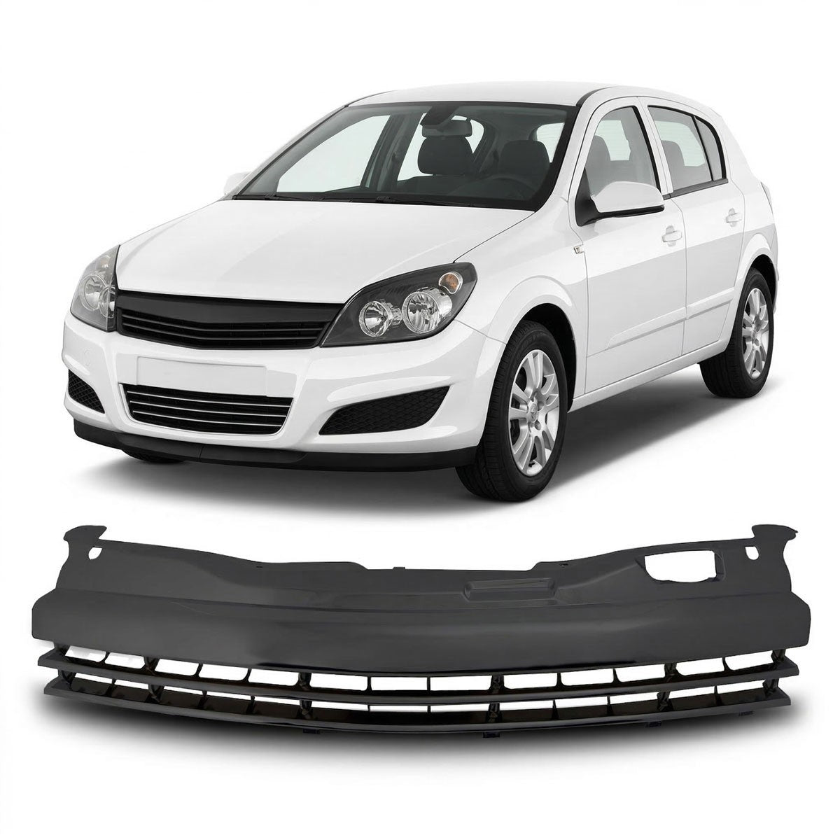 Emblemloser schwarzer Kühlergrill passend für Opel Astra H 2007-2011