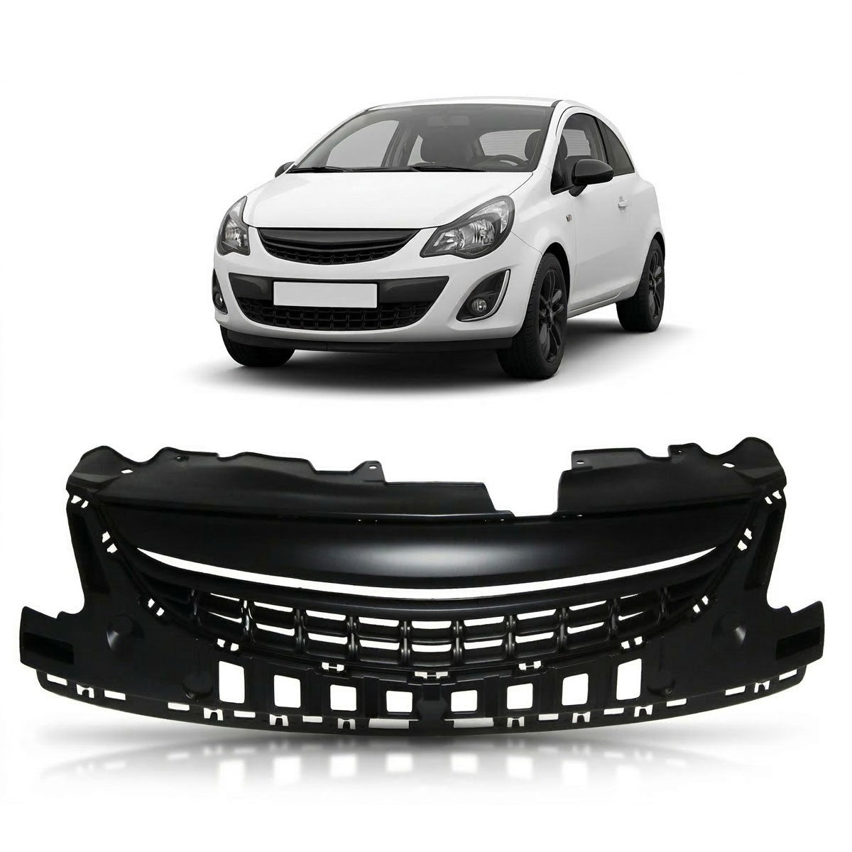 Kühlergrill ohne Emblem Schwarz passend für Opel Corsa D Facelift 2011-2014