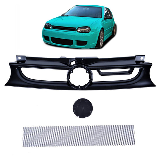 Frontgrill Schwarz mit Aluminiumgitter passend für VW Golf 4 1998-2003