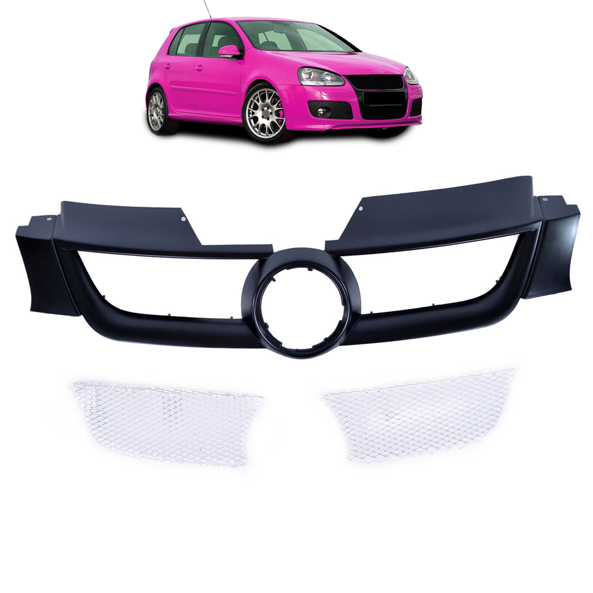 Kühlergrill Schwarz mit Aluminiumgitter passend für VW Golf 5 2003-2008