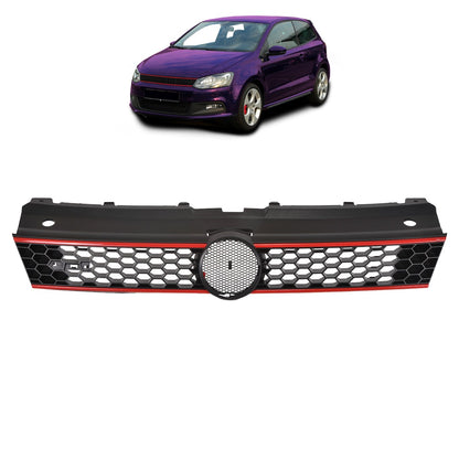 Sportgrill Schwarz mit rotem Streifen passend für VW Polo V 6R 2009-2014