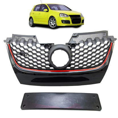 Kühlergrill Schwarz mit rotem Streifen passend für VW Golf 5 2003-2009