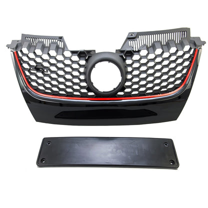 Kühlergrill Schwarz mit rotem Streifen passend für VW Golf 5 2003-2009
