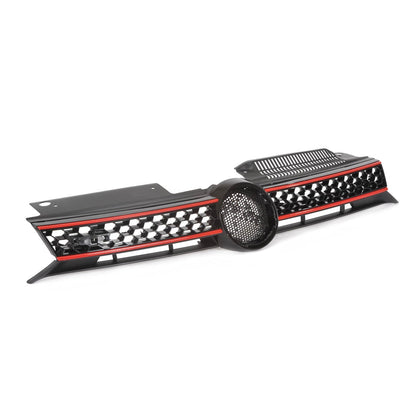 Kühlergrill Schwarz mit rotem Streifen passend für VW Golf 6 GTI 2008-2012
