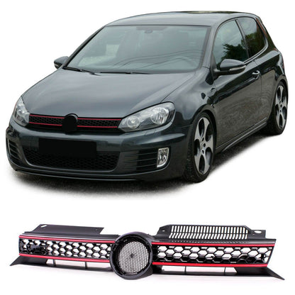 Kühlergrill Schwarz mit rotem Streifen passend für VW Golf 6 GTI 2008-2012