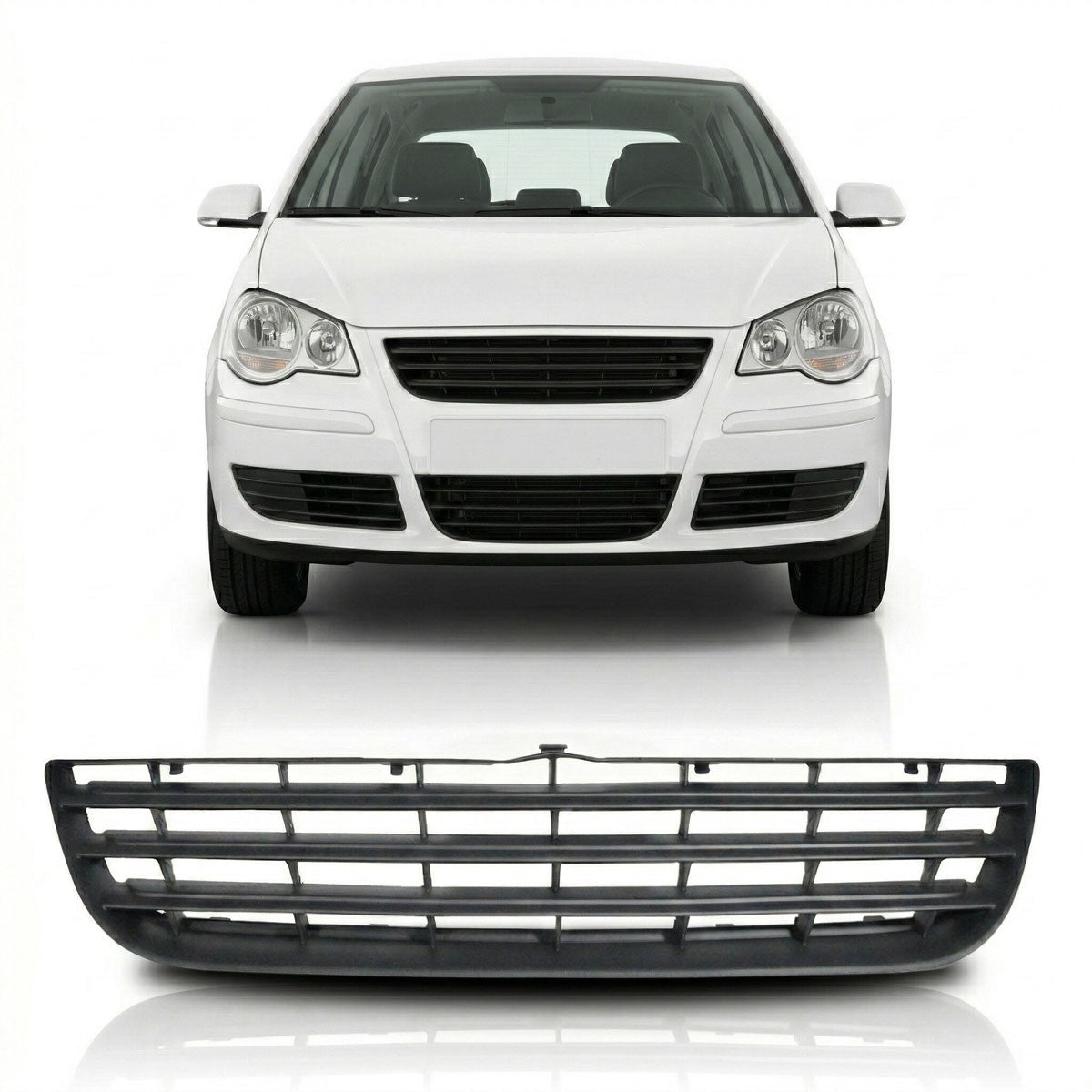 Kühlergrill ohne Emblem Matt Schwarz passend für VW Polo 9N Facelift 2005-2009
