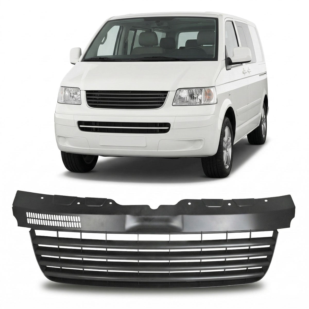 Kühlergrill ohne Emblem Matt Schwarz passend für VW Transporter T5 2003-2009