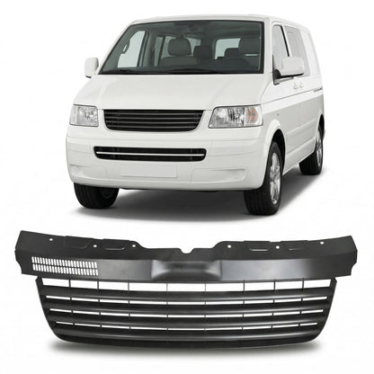 Kühlergrill ohne Emblem Matt Schwarz passend für VW Transporter T5 2003-2009
