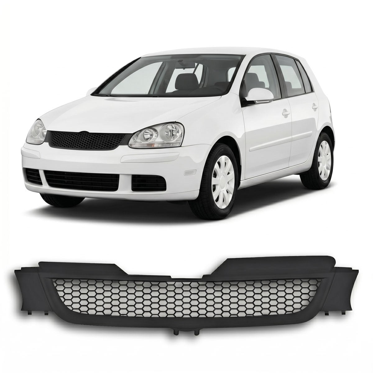 Kühlergrill ohne Emblem Matt Schwarz passend für VW Golf 5 2003-2008